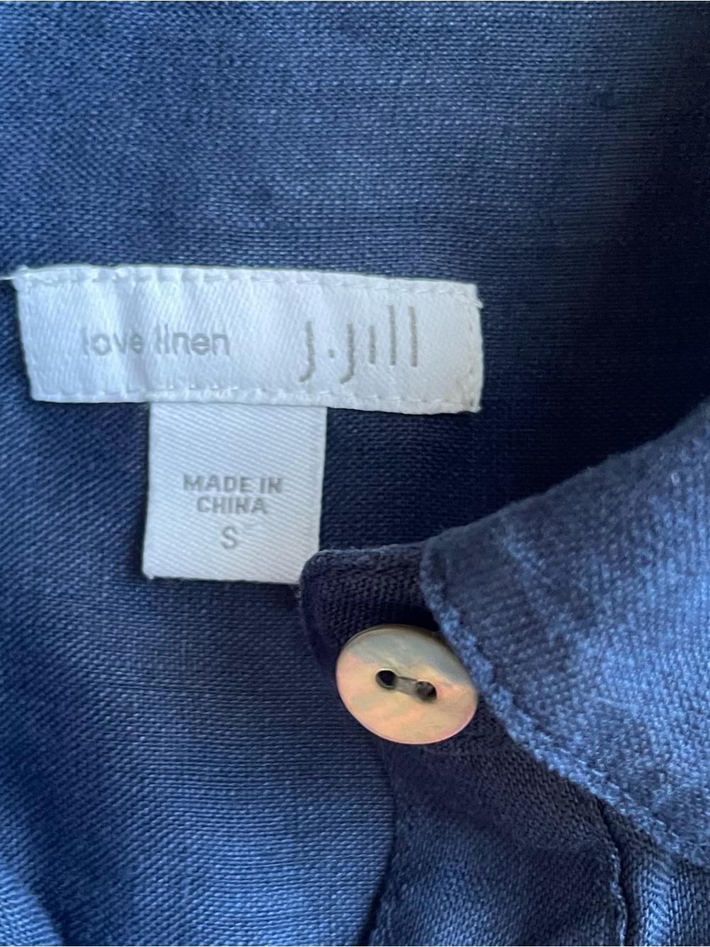 J. Jill Navy Button-Side Linen Tunic Top - Picture 6 of 10